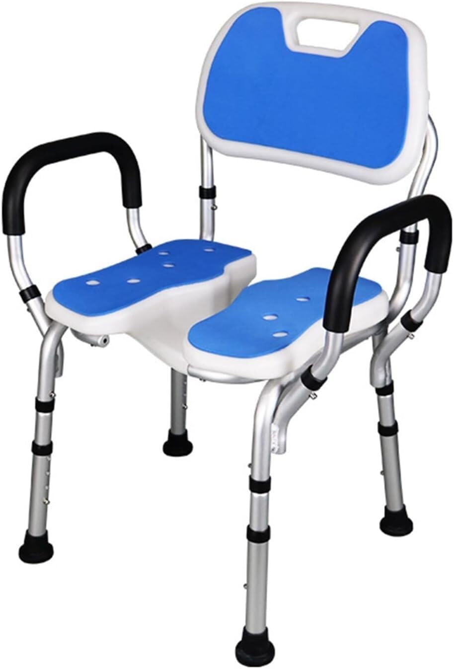 Silla de Ducha con Brazos y Respaldo extraíbles,Taburetes de Ducha en Forma de U for Personas Mayores discapacitadas,4 sillas de bañera Antideslizantes de Altura Ajustable con cojín