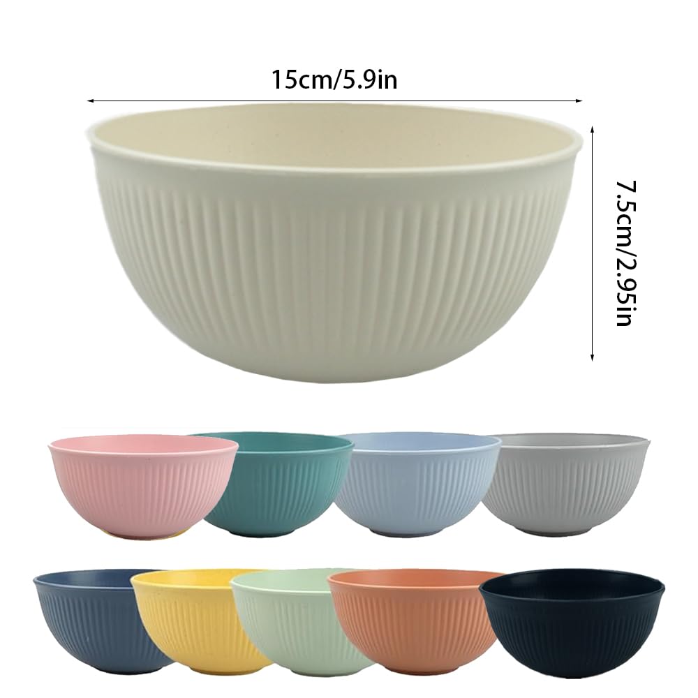 YunBey 10 Pezzi Ciotole Cucina in Plastica Grande Ciotole Colazione Riutilizzabile Infrangibile Leggera Insalatiera per Bambini e Adulti per Picnic Campeggio Ristorante
