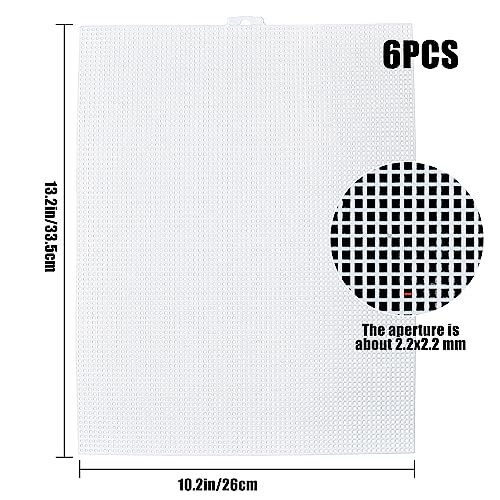 LYLIDIA 6 Stück Plastic Canvas Sheets 7CT 7 Count Kunststoff Netzblätter Leinwand Pad Kreuzstich Netzgewebe Knoten Segeltuch Kunststoffgitter DIY Taschenzubehör für Bastel und Nähprojekte