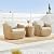 CHITA 3 Pieces Patio Wicker Furniture Set, Outdoor Rattan Bistro Set with Removable Thickened Cushions, Fully Assembled(Beige Cushions with Light Brown Wicker)