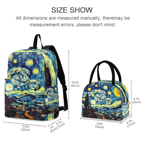 Childrens Backpacks, Starry Night Painting Waterproof Lunch Bag, Backpacks for Middle School Students2