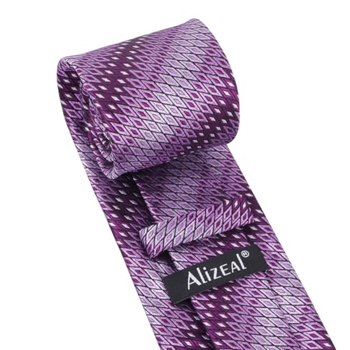 Image of Alizeal Mens 3.15'' Gradient Novelty Pattern Tie Set with Pocket Square Casual Color Tie Set