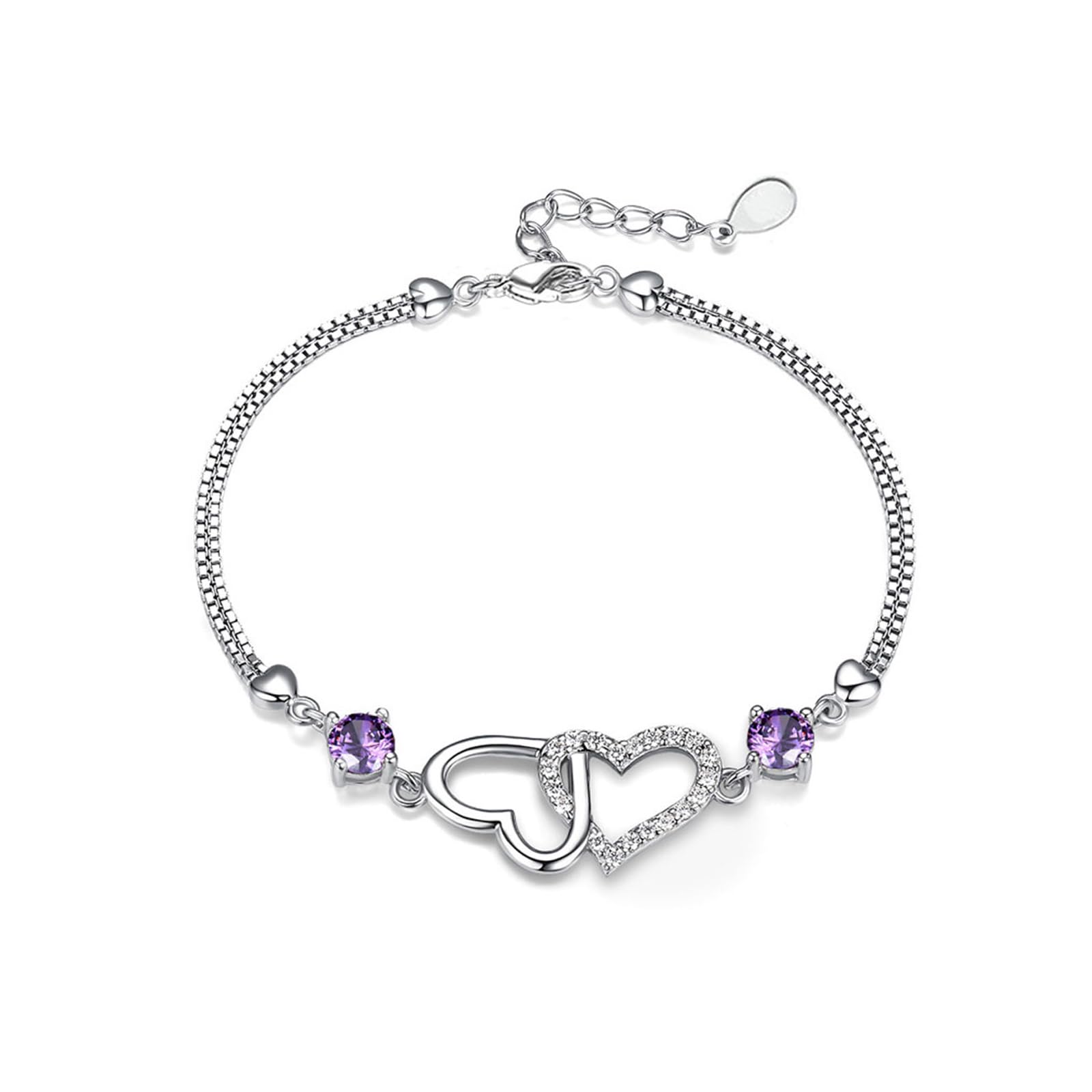 Braccialetto Donna Carino Cuore per Le Donne Regolabile Slider Gioielli Minimalista Regalo Il Suo Accessorio di Moda-Bianco