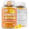 Turmeric Gummies 1000mg w/MCT Oil C8 C10, Organic Antioxidant, Turmeric Curcumin Supplement with Black Pepper Extract, Support Comfort, Boost Energy, Ultra Absorption, Sugar Free, 60 Cts