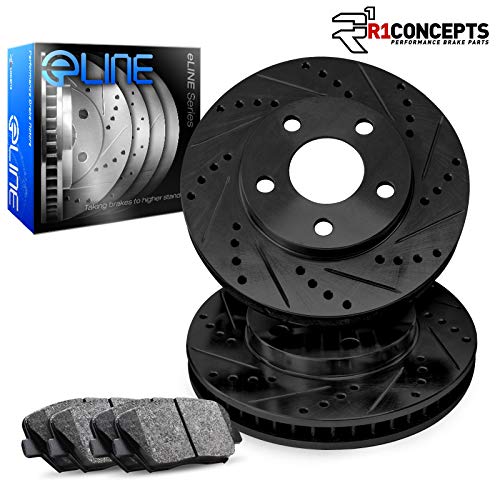 R1 Concepts Front Brakes and Rotors Kit |Front Brake Pads| Brake Rotors and Pads| Ceramic Brake Pads and Rotors |fits 2015-2021 Jeep Renegade, 2016-2019 Fiat 500X, 2017-2021 Jeep Compass