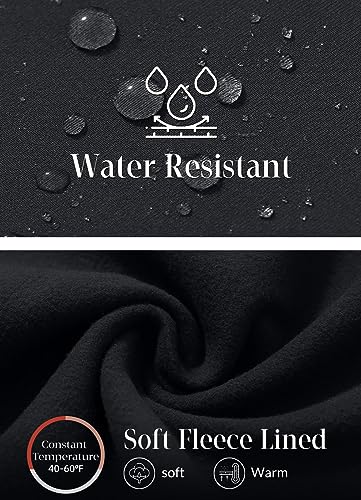 baleaf Thermo Hose Damen Thermo Leggings mit Taschen Wanderhose Wasserabweisend Bootcut Leggings Schlaghose Warm Winterhose Schwarz L