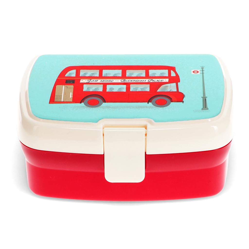 Rex London Kids Lunch Box, Bento Box with Compartments, Small Lunchbox for Pack Lunch, Sectioned Food Container, Durable Lunch Box for Kids School Meals and Snacks