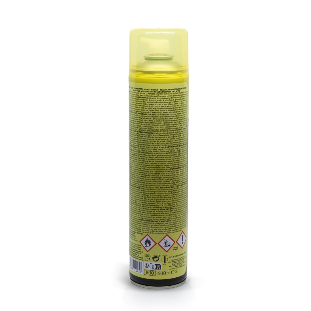 VINFERMATON Insecticide Guêpes et Frelons Extérieur Pack 2×600 ml | Anti-guêpes | Portée jusqu'à 4 m | Action Immédiate Professionnelle