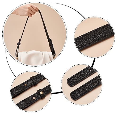 Image of WADORN 2pcs Leather Shoulder Bag Strap, 30.3 Inch Adjustable Purse Strap Replacement Handbag Strap Belt Tote Bag Strap with Rivets for Briefcase Messenger Bag Bucket Bag, 0.9 Inch Width, Black