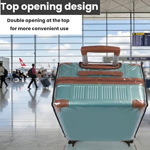 Image of Kraptick Transparent Luggage Cover - Waterproof and Dustproof Luggage Protector, Stretchable Elastic Cover for Travel Trolley Bags, Durable and Clear Luggage Protector Case (Transparent-18 Inch)