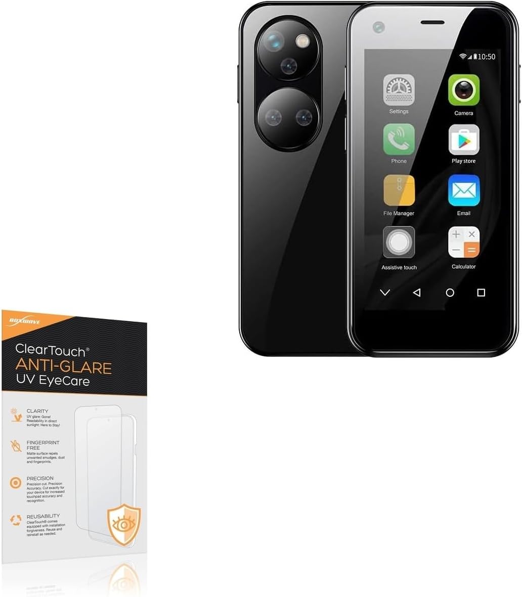 BoxWave Screen Protector Compatible with Sudroid Mini Smartphone - ClearTouch Anti-Glare Anti-UV EyeCare (2-Pack), Filters Out Harmful Blue Light Reduce Fatigue