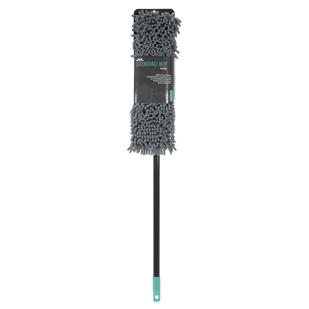 Jvl Grey/Turquoise 20-033Gy Super-Absorbent Chenille Extendable Flat Floor Mop,