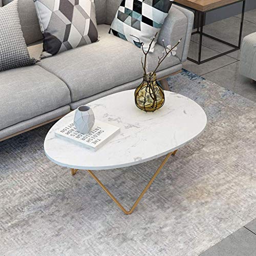 Table basse en marbre blanc moderne 80cm avec piétement métal