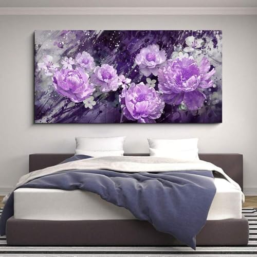Toile d'art mural violet floral 40x80cm avec cadre interne XBTYKPB - 2