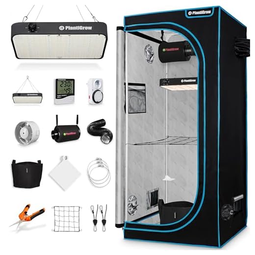 NICEGROW Das Growset für Einsteiger Komplettset Grow mit LED, Abluft, Filter und Zubehör 13 PlantiGrow Growbox Komplettset – Indoor Gewächshaus mit 150W Vollspektrum LED Lampe (Dimmbar), 1680D, Carbon-Filter, Inline-Kanalventilator, Abluftschlauch (100x100x200cm)