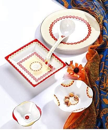 50ピース ボーンチャイナ ディナーウェアセット ディナープレート、サラダプレート、シリアルボウルサービス 10人用 中国風