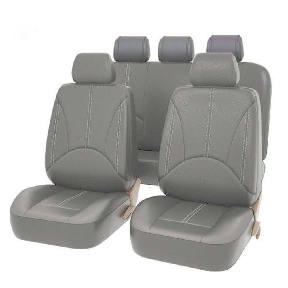 DECAIK Set Completo di Coprisedili per Auto per KIA Seltos 2021-2024, Coprisedili Anteriori e Posteriori Impermeabili, Protezione per Sedili in Pelle PU per 5 Posti,B Beige