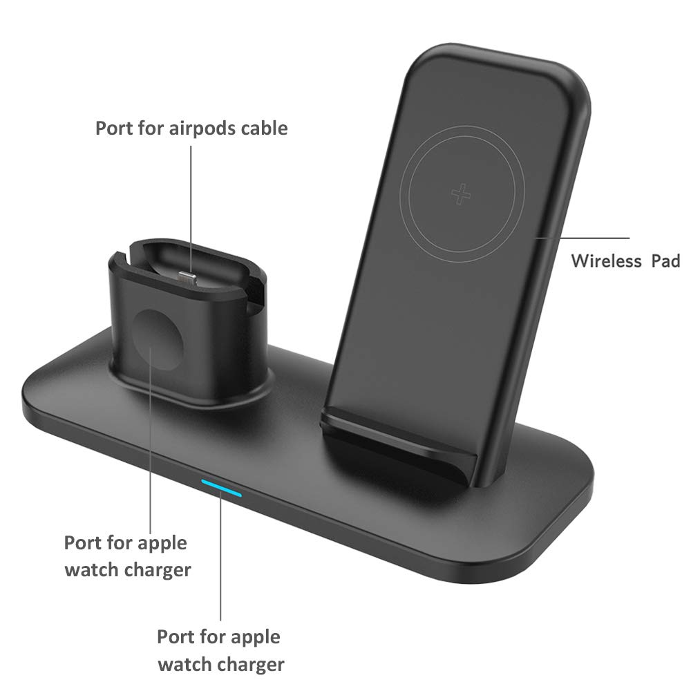 3 in 1 Wireless Charger Boost Up Fast Wireless Charging Station Stand Dock for iPhone Apple Watch Air Pods Fast Wireless Charging Compatible with Samsung iPhone 11PRO//X/XS/XR/XS