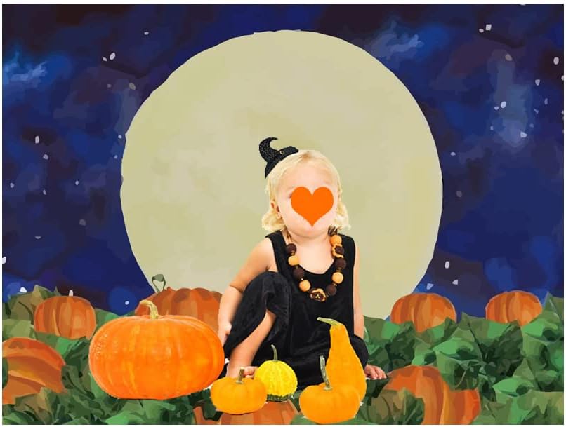 Miniatura 4 de Fondo de fotografía de campo de calabaza de Halloween, cielo estrellado, noche, luna, telón de fondo de Halloween, baby shower, fiesta de