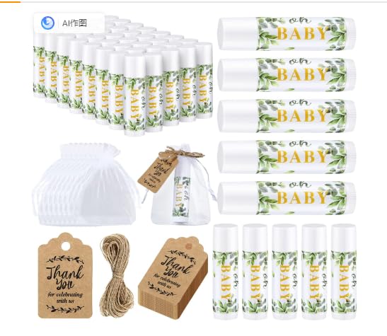Amazon.com : 50 Pcs Baby Shower Lip Balm Gift Set with Bags & Tags ...