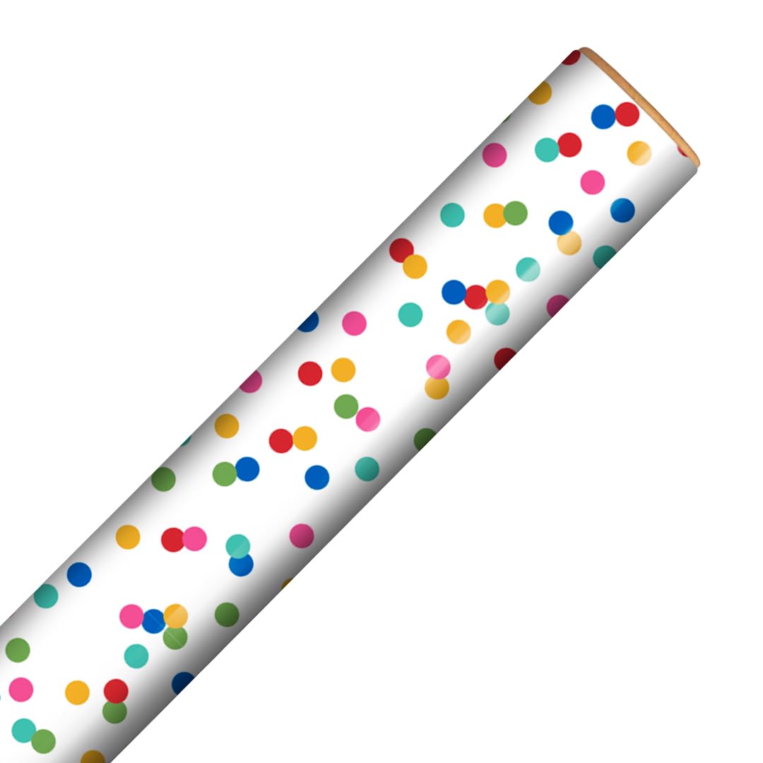 Colourful Dots Gift Wrapping Paper Roll 3m – Birthday Present Wrap for Gifts & Celebrations (70cm Wide)