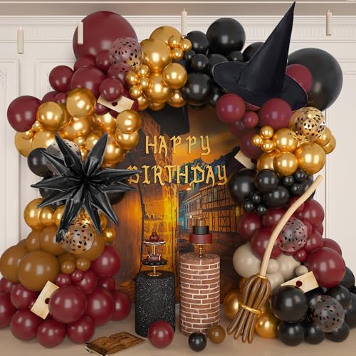 Amandir Magical School Balloons Arch Garland Kit, Maroon Burgundy...