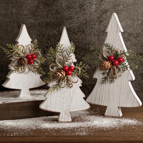 Christmas-Table-Decor-3Pcs-White-Wooden-Christmas-Tree-Tabletop-Ornaments-for-Christmas-Decor-Christmas-Decor-Home-Decor-for-Home-Office-Farmhouse-Centerpieces-Original Christmas Table Decor 3Pcs White Wooden Christmas Tree Tabletop Ornaments for Christmas Decor Christmas Decor Home Decor for Home Office Farmhouse Centerpieces Original