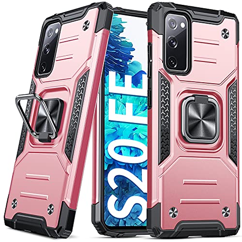 Coque Galaxy S20 FE 5G Anqrp antichoc or rose avec anneau support
