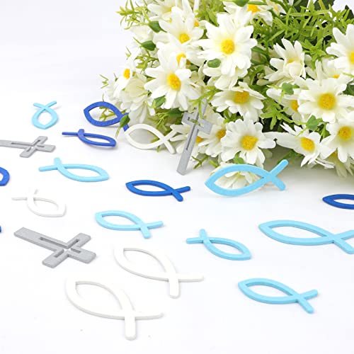 kommunion deko, 120PCS Taufe Deko Holz Fische Deko Tischdeko Taufe Taufedeko Fische Konfirmation Deko, Junge Mädchen Kommunion Cover