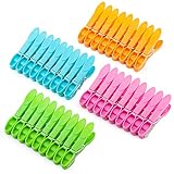 Colorful Plastic Clothespins, Heavy Duty Laundry Clothes Pins Clips with Springs, 4 Colors Clothes Drying Line Pegs for Kitchen Outdoor Trip, Air-Drying Clothing Pin Set(36 Pack)