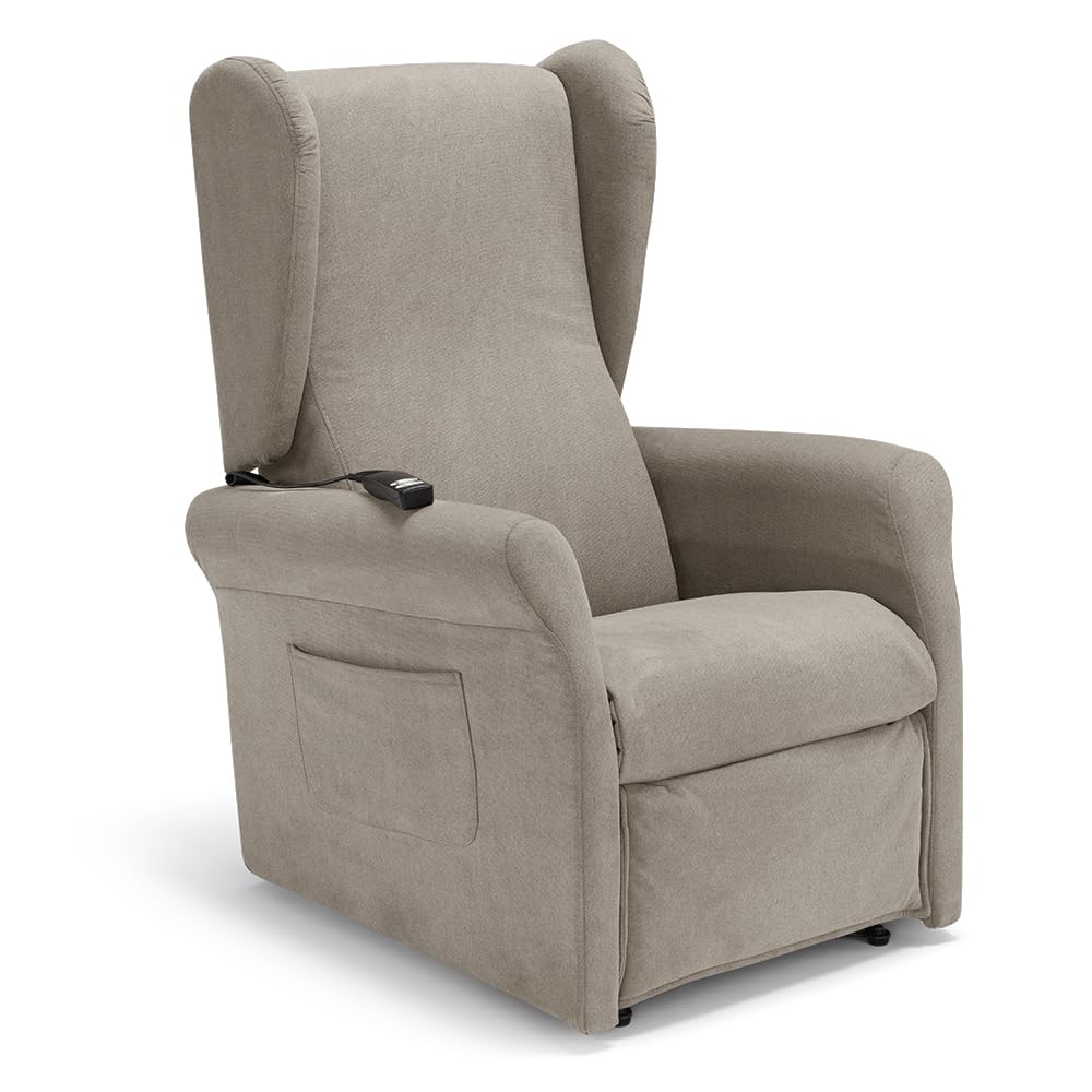 REDÒKASA Poltrona relax elettrica PISA MADE IN ITALY per anziani e disabili con kit batteria optional, 2 motori, 4 ruote, tessuto antimacchia, reclinazione e alzapersona (Senza Kit Batteria, Corda)
