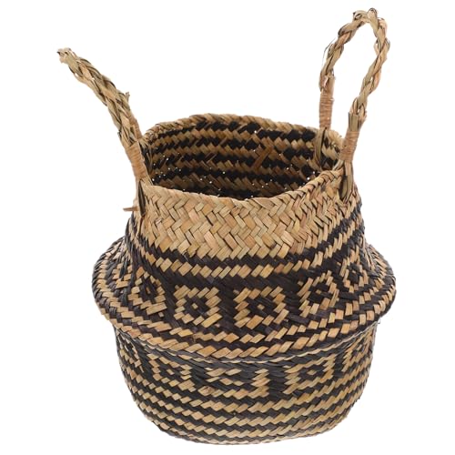 VINTORKY Flower Basket Wicker Storage Wicker Belly Baskets Woven Picnic Basket with Handles Planter Basket Wicker Basket Plant Basket