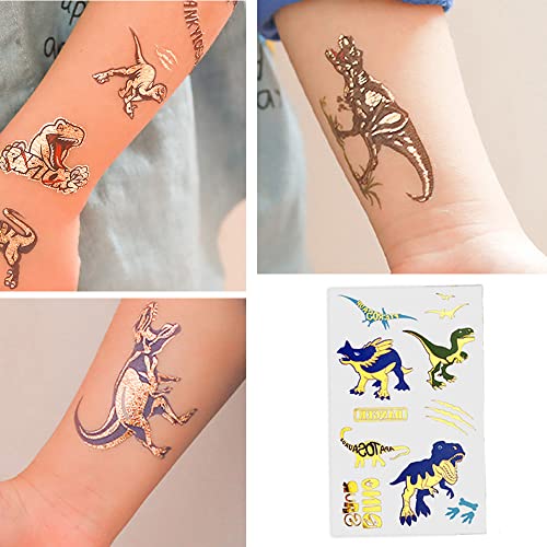 Hohamn Glitter Dinosaur Temporary Tattoos For Boys - 10 Sheets Dinosaur Fake Tattoos For Boys Kids Birthday Party Supplies Favors, Dinosaur Themed Party #TOP4