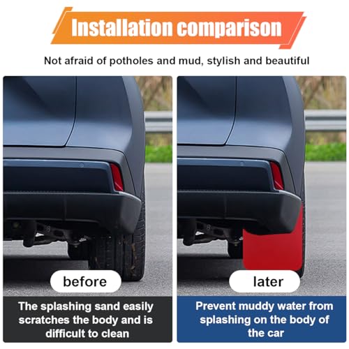 Image of ZIMISI 4PCS Universal Car Mud Flaps, Bendable Splash Guards with Fastener Rivet Clips, Flexible Truck Front & Rear Mudguard, Car Exterior Dirty Fenders Accessories for Pickup, SUV (Red)