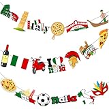 Italy Party Supplies I Love Italy Banner Italian Theme Party Decorations 2PCS Italy Pizza The Roman Colosseum Cutout Banner Decor for Republic Day Supplies