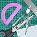 Tdfronien Students Geometry Math Set, Drawing Compass and 6 Inch Transparent Swing arm Protractor 180 Degree Math Protractor (Pink)