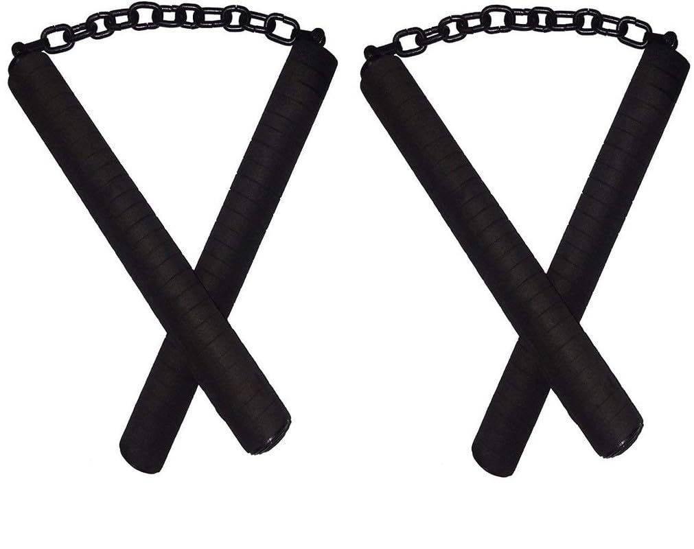 Hanzu Sports Martial Arts Karate Foam Nunchaku Full Padded with Metal Chain Standered Size Pack of 2