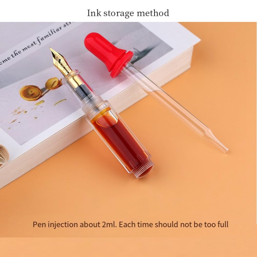 SweetSerenade Mini Stylo Plume Compte-Gouttes de Poche, Stylo à Encre D'Écriture, Plume F, Stylo à Encre Portable, Mini Stylo de Poche Transparent