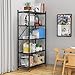 Lifetime Home 5-Tier Foldable Storage Shelf with Wheels - Metal Collapsible Shelving Unit Display, Rolling Cart for Books Kitchen Storage Shelves, Pantry & Closet Organizer, Office Room Decor - Black