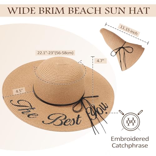 Image of Beach Sun Hats for Women, Straw Hat for Women, Womens Sun Hat UPF 50+ UV Protection, Summer Hats Packable Foldable