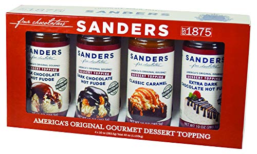 Sanders Sundae Best Gourmet Dessert Topping Gift Box - All-Natural, 4 Flavor Assortment