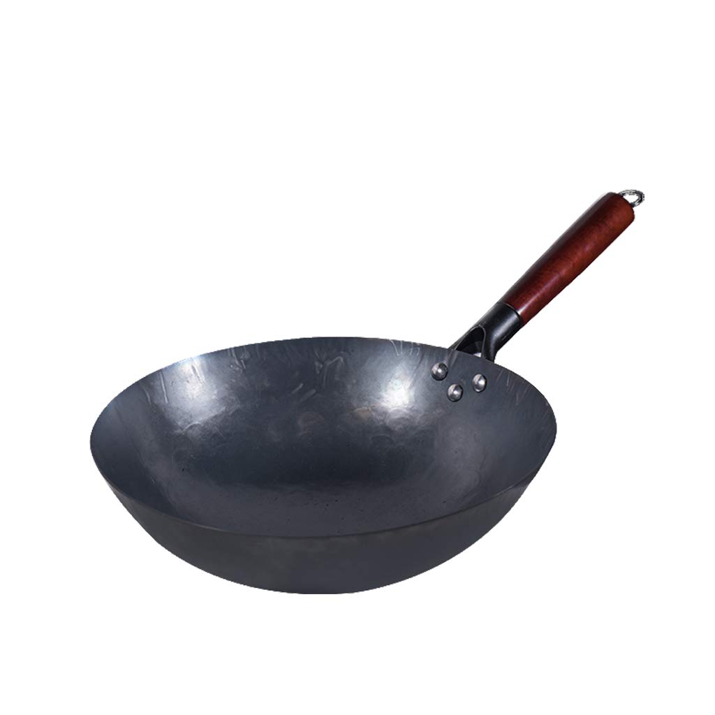 ASerZenith 14 Inch Pre-Seasoned Cast Iron Wok, Chef'S Pot