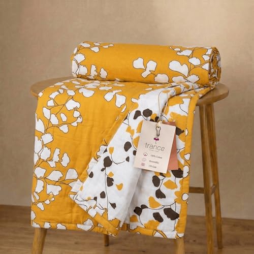 Trance Home Linen Premium 100% Cotton Dohar for Double Bed | 150 GSM | Reversible Ac Comforter | Light Weight All Season Soft Blanket (84x88 Inches | 