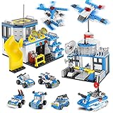 AWEFRANK City Police Station Building Toy，807 Pcs Police Station Building Blocks Set with Cop Car,...
