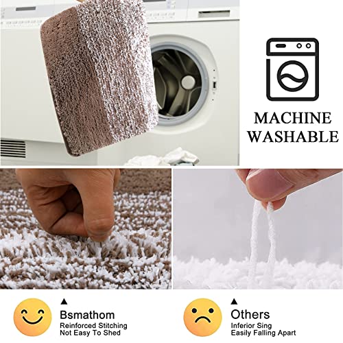 Bathroom Rugs Sets 4 Piece With Toilet Lid Cover, Non-Slip Absorbentb Rugs And Mats For Bathroom Microfiber Shaggy Machine Washable Bath Rug Set, Coffee #TOP5