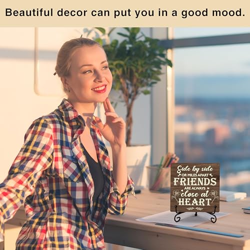 Image of Long Distance Gifts for Women Men - Inspirational Wood Plaque with Stand -