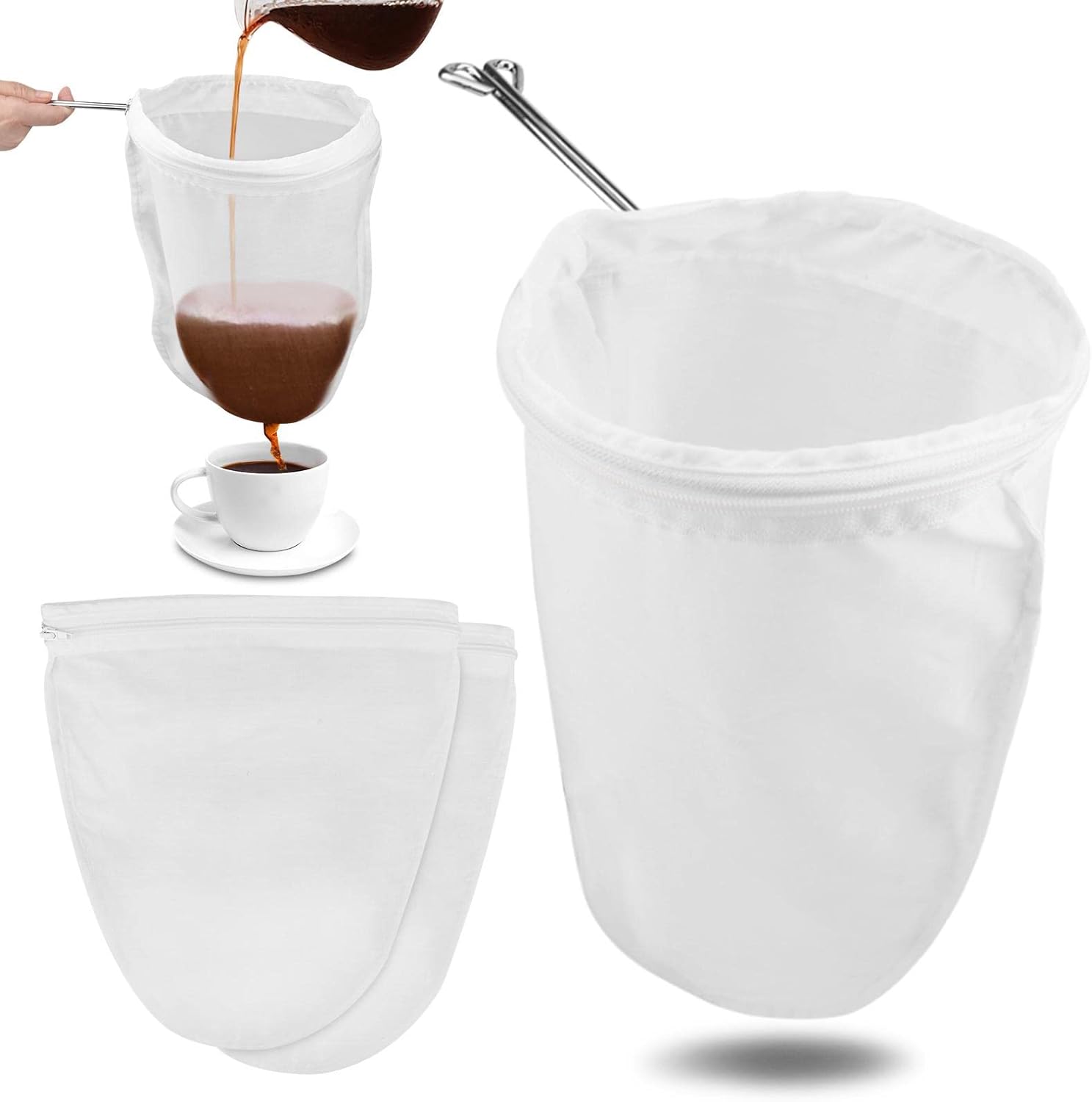 3pcs Reusable Fine Mesh Strainer Bags with Zipper,Strainers