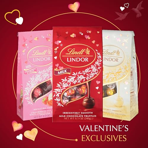 Image of Lindt LINDOR Valentine's Milk Chocolate Candy Truffles Friend Heart, Milk Chocolate Candy with Milk Truffle Filling, 3 oz.