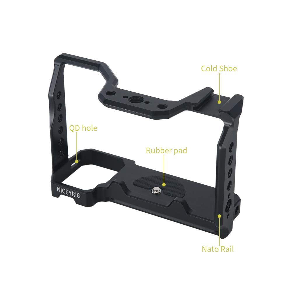 NICEYRIG Gabbia per fotocamera A7C per Sony A7C, Sony A7C M2, SONY A7CR, con slitta fredda NATO e foro di posizionamento per accessori da 3/8"-16