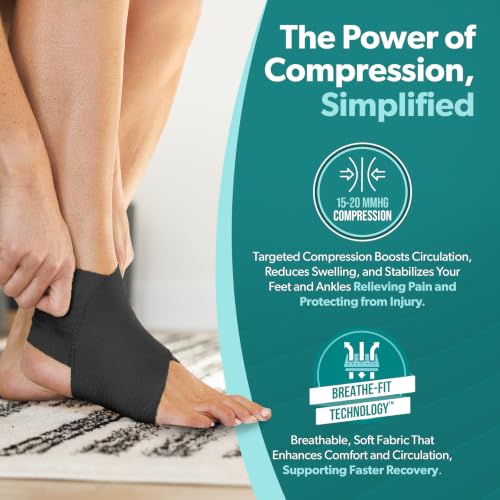 Image of BraceAbility Elastic Ankle Support Brace - Lightweight Slip on Foot and Ankle Compression Sleeve for Gymnastics, Dance, Sports, Running, Exercise, and Sprained Ankle Swelling for Women and Men (Teal, Medium)
